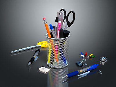 Metal Pen Holder Office Clip Scissors Rubber Pencil Knife Pen Holder Storage Rack Office Desk Storage Rack model