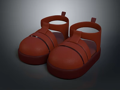 Adorable Animal Shaped Brown Baby Sandals Soft Sole Toddler Summer Footwear 3d model