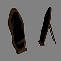 Elegant Wooden Frame Mirror With Stand And Unique Shape For Home Decor