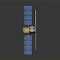 Detailed Spacecraft Model With Golden Frame Structure And Blue Solar Panels 3d model