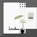 Modern porch partition sky light net red cement brick partition 3d model