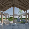 New Chinese Style Pavilion Bagua Pavilion Modern Pavilion Chinese Style Gallery Rack Chinese Style Pavilion Park Gallery Rack Special-Shaped Gallery Rack 3d model