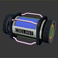 Cylindrical Coolant Device With Blue Body Black Frame And Green Component