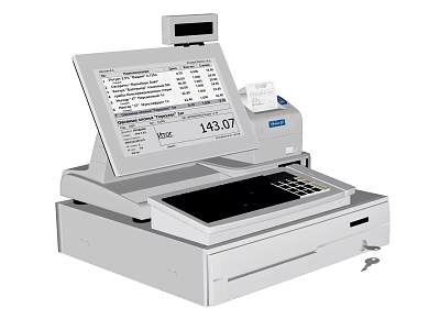 Commercial POS Terminal With Touchscreen Monitor Digital Display Receipt Printer Keyboard And Cash Drawer 3d model