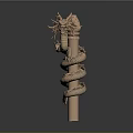 Intricate Dragon Carved Column With Coiled Dragon Design And Detailed Sculptures