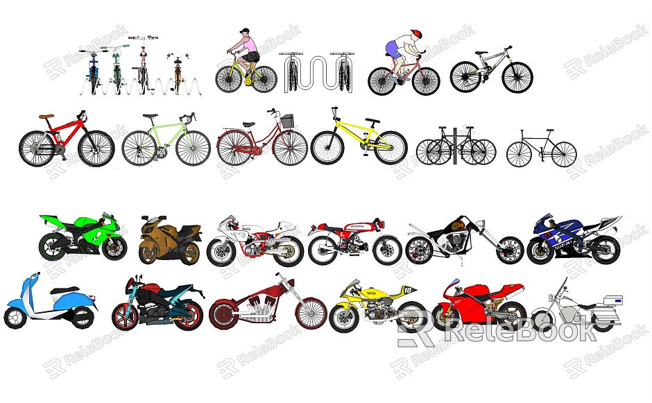 Modern Motorcycle Bicycle Motorcycle Transportation model