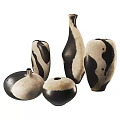 Artistic Black And White Ceramic Vessels With Unique Textured Shapes For Home Decor