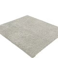 Light Gray Square Rug Plush Textured for Living Room Home Decor