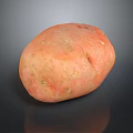 Single Fresh Organic Red Potato With Natural Skin Texture On Dark Background Surface