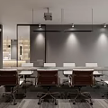 Modern Public Office Space Interior With Open Layout And Marble Wall Design 3d model