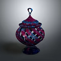 Vibrant Decorative Jar With Intricate Cut Out Pattern Top Handle And Base 3d model