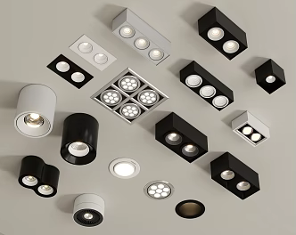Modern downlight spotlight combination 3d model