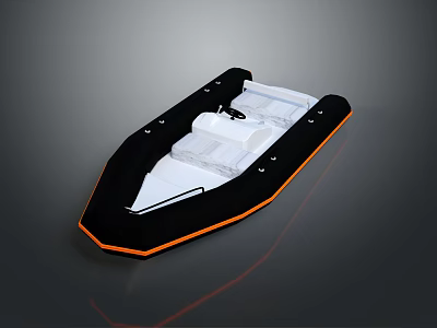Modern Inflatable Water Boat With Black White Body And Orange Edge Open Design 3d model