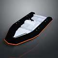 Modern Inflatable Water Boat With Black White Body And Orange Edge Open Design