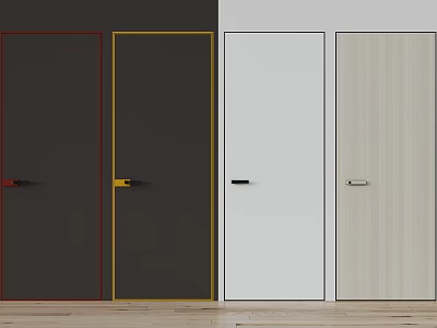 Stylish Hinged Doors With Modern Design Wooden Texture And Various Color Choices 3d model
