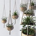 Modern hanging basket green plant potted hanging basket 3d model