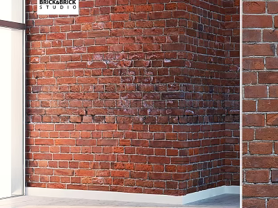 Rustic Red Brick Wall With Natural Texture For Modern Interior Design Applications 3d model
