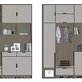 Modern White Shoe Cabinet Design With Multiple Compartments Storage Space And Decorative Items 3d model