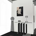 Modern Entryway Console Table With Wall Art Decorative Lamp And Tabletop Ornaments 3d model