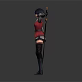 Game Movie Character With Short Dark Hair Red Black Outfit Holding Sword Raised Arm Pose