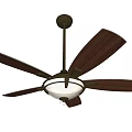 Ceiling Mounted Air Conditioner Fan With Modern Design Brown And White Blades And Light