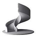 Modern Spiral Staircase Design With Black Handrail And Light Colored Steps