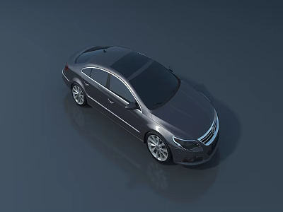 Silver Modern Sedan with Shiny Exterior and Stylish Wheels in Top View 3d model