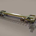 Industrial Flatbed Railcar With Metal Frame And Wheels On Railway Tracks