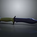Tactical Weapon Knife With Green Handle Serrated Blade And Sharp Metal Design