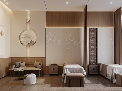Hospital Outpatient Clinic Traditional Style Interior With Beds And Seating 3d model