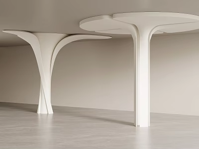 Minimalist Modern Interior With Sculptural White Columns And Smooth Surfaces 3d model