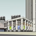 Modern Urban Office Building Complex With Central Green Space And Water Features