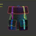 Modern Blue Black Gradient Backpack With Blue Straps Buckles And Front Pockets 3d model