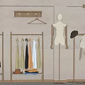Modern Clothing Store Interior With Racks Display Shelves Accent Chair And Lighting