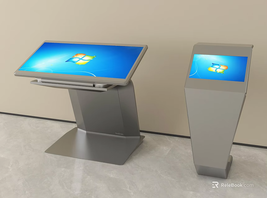 Public Information Kiosks With Two Different Designs Touch Screen And Windows Interface 3d model