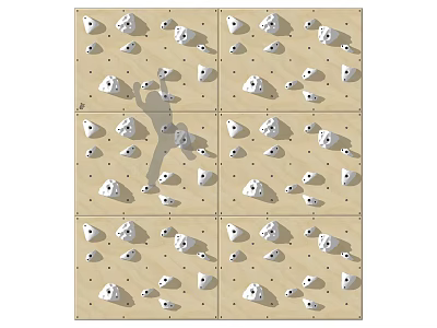 Climbing Wall Playground Equipment With White Holds On Beige Panels And Climber Silhouette 3d model