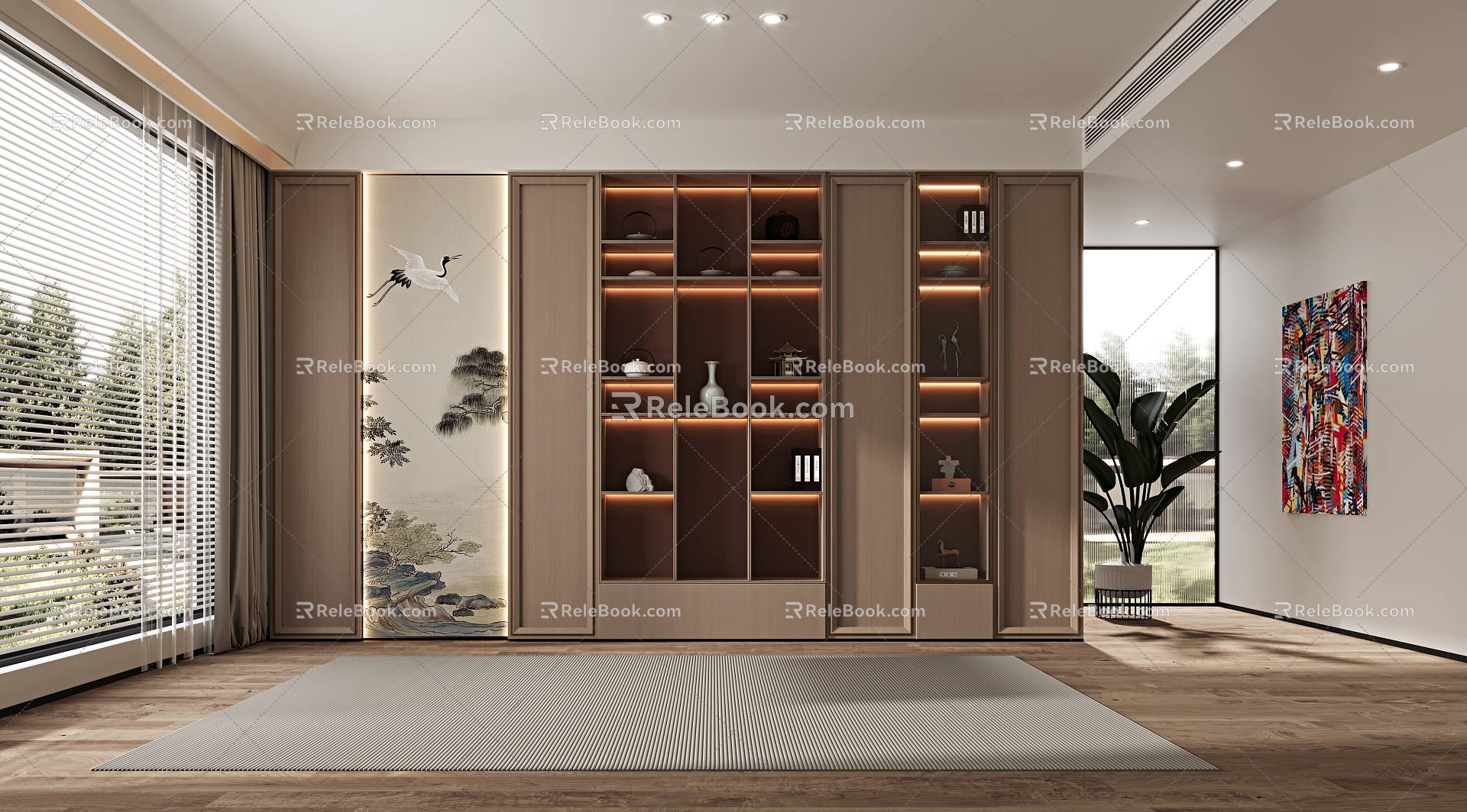 New Chinese Decorative Cabinet Bookcase 3d model