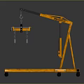 Orange Mobile Crane with Four Wheels Chain Hook and Sturdy Frame Structure 3d model