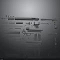 Weapon Firearm Detailed Exploded Components With Barrel Stock And Assembled Parts 3d model