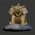 Glossy Golden Elephant Figurine As Home Furniture Decor With Silver Base