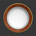 Elegant Decorative Bowl With Red Gold Patterns And Intricate Ornate Base Stand
