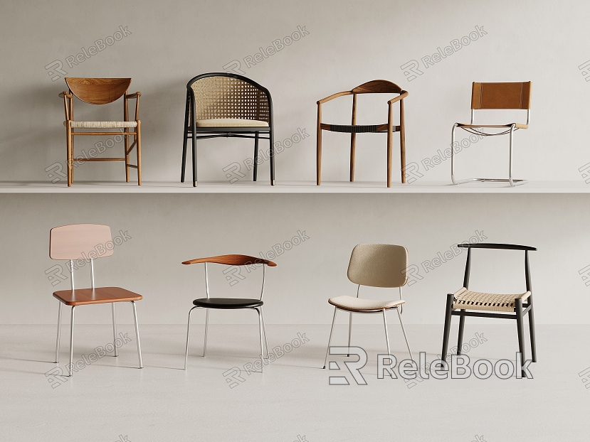 Middle Style Single Chair Dining Chair Writing Chair model