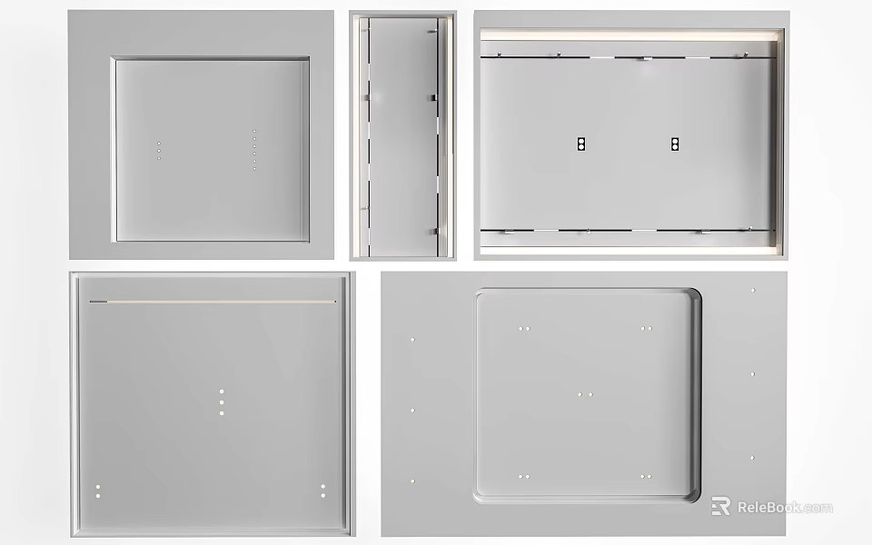 Modern Suspended Ceiling Components Featuring White Square Panels And Installation Frames 3d model 