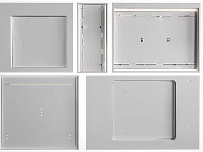 Modern Suspended Ceiling Components Featuring White Square Panels And Installation Frames 3d model