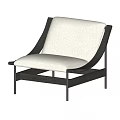 Modern Leisure Chair With White Padded Seat And Dark Metal Frame Design