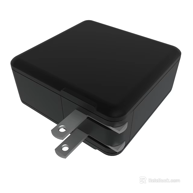 Black Compact Lightweight Power Adapter With AC Plug And Durable Design 3d model 