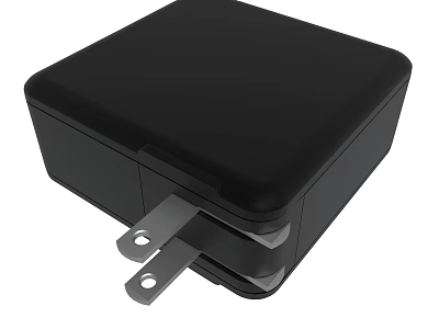 Black Compact Lightweight Power Adapter With AC Plug And Durable Design 3d model