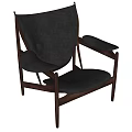 Modern Leisure Chair With Dark Wooden Frame And Gray Cushion Design
