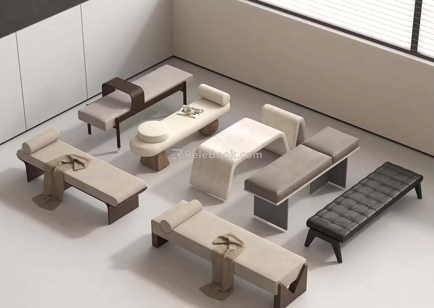 Bed End Stool Combination Sofa Bench Sofa Stool 3d model