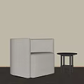 Beige Fabric Single Sofa With Small Black Side Table In Minimalist Interior 3d model